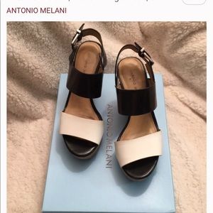 Antonio Melani Black & White Block Platform Wedge